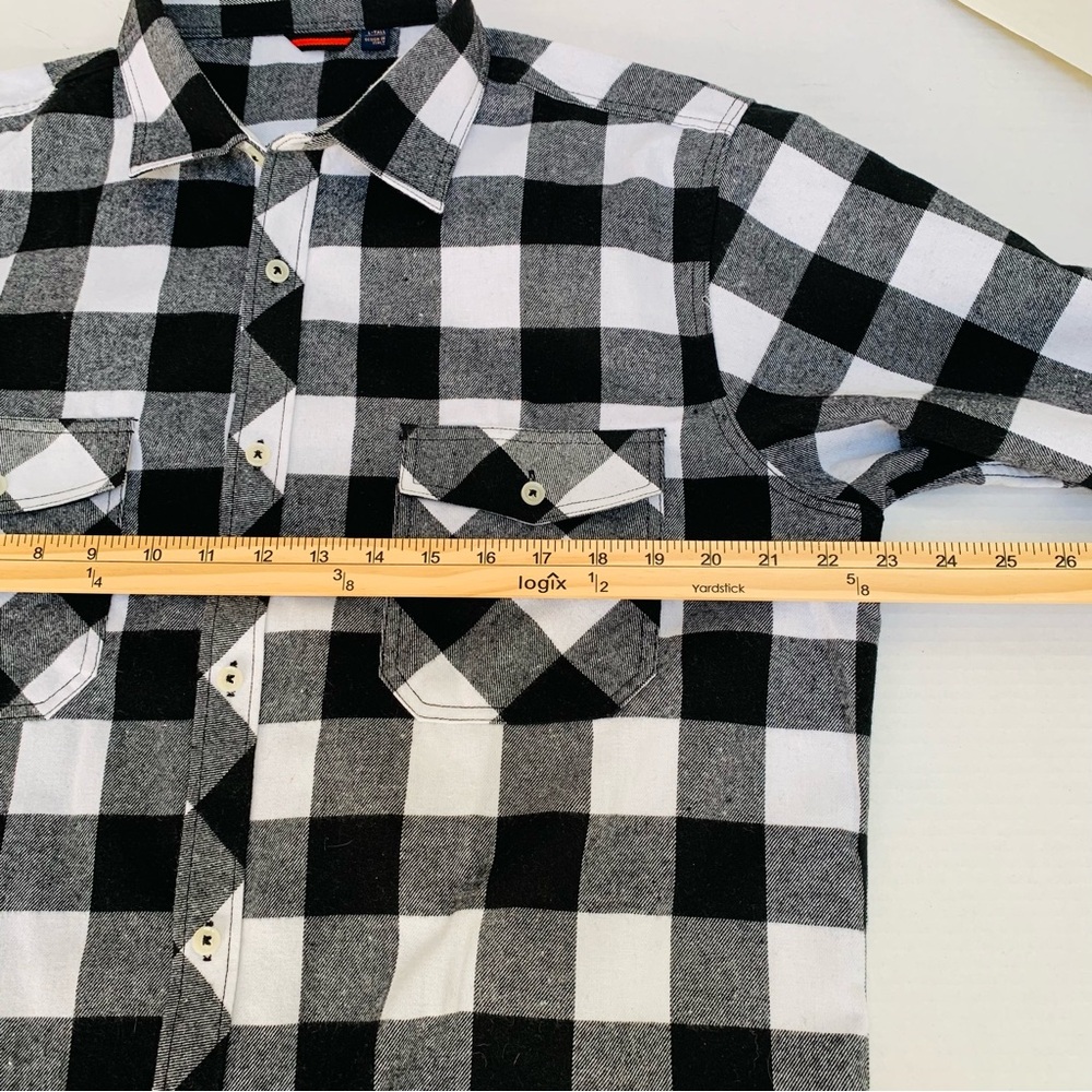 Design in Italy Black and White Buffalo Plaid Men's Shirt large/tall - Picture 4 of 7